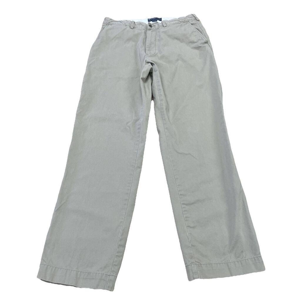 Vintage Polo Ralph Lauren Classic Chino Pants Mens 34X32 90s Tan Flat Front
